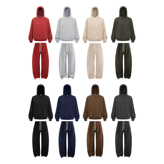 Fleece Lining Oversize Hoodie & Wide Leg Sweatpants Setup WN23113