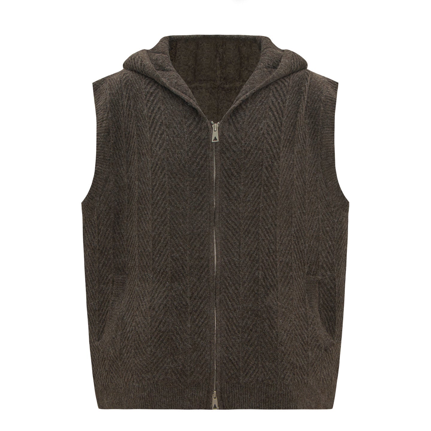 Hooded Zip-Up Knit Sweater Vest WN26232