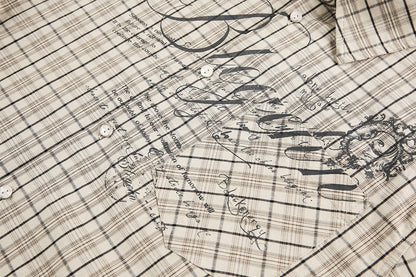 Plaid Letter Print Long Sleeve Shirt WN25410