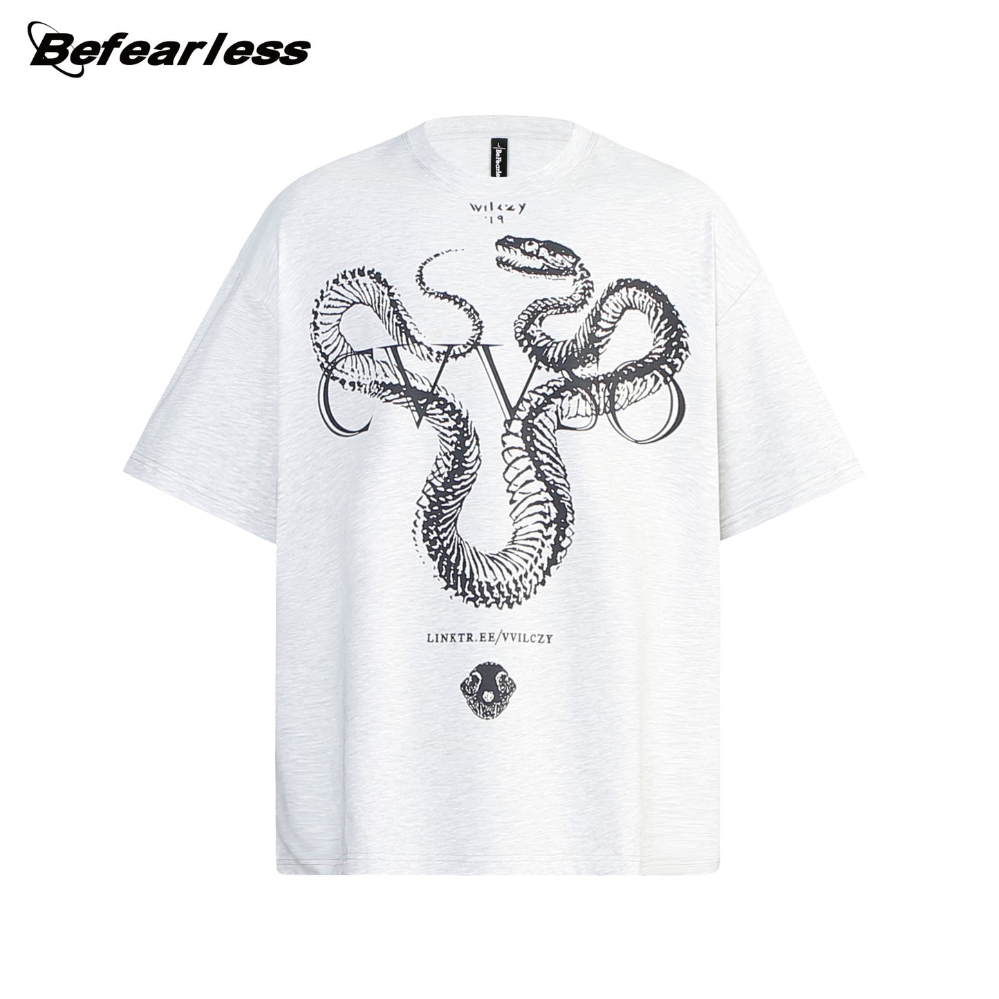 Washed Snake Skeleton Graphic Oversize Short Sleeve T-Shirt WN26408