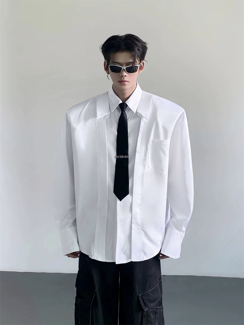 Solid Color Lapel Design Long Sleeve Shirt WN20051