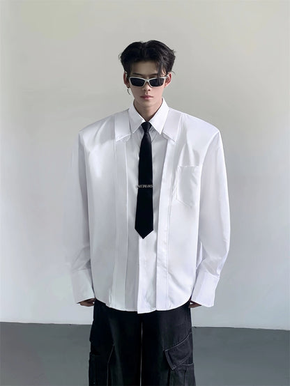 Solid Color Lapel Design Long Sleeve Shirt WN20051