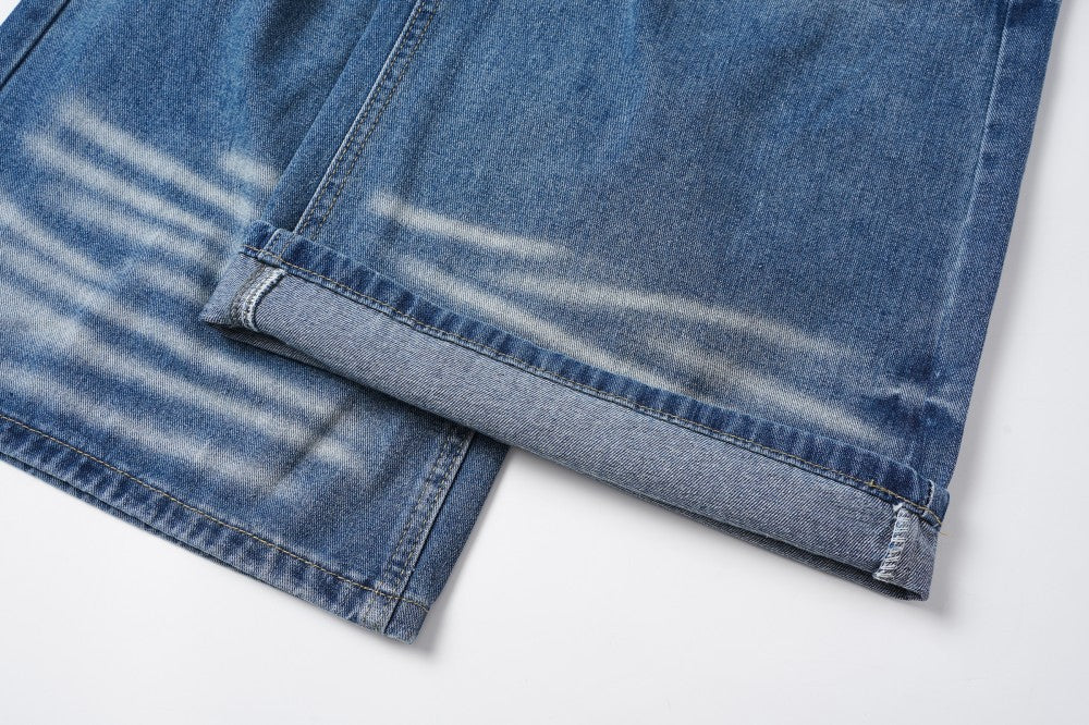 Damage Washed Wide Leg Denim Jeans WN27962