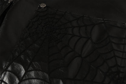 PU Leather Embroidery Wide Leg Pants WN23060