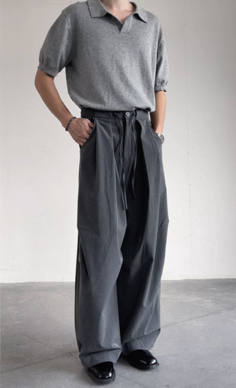 Curved Blade Wide Leg Dragging Trousers WN19330