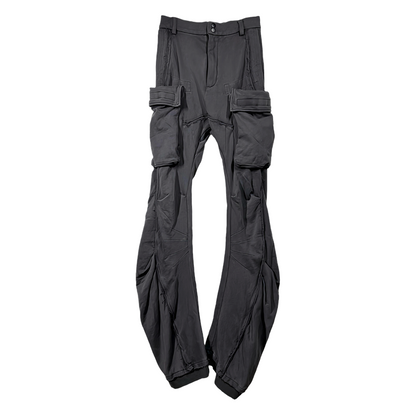 Pleated Flare Washed Cargo Pants WN22003