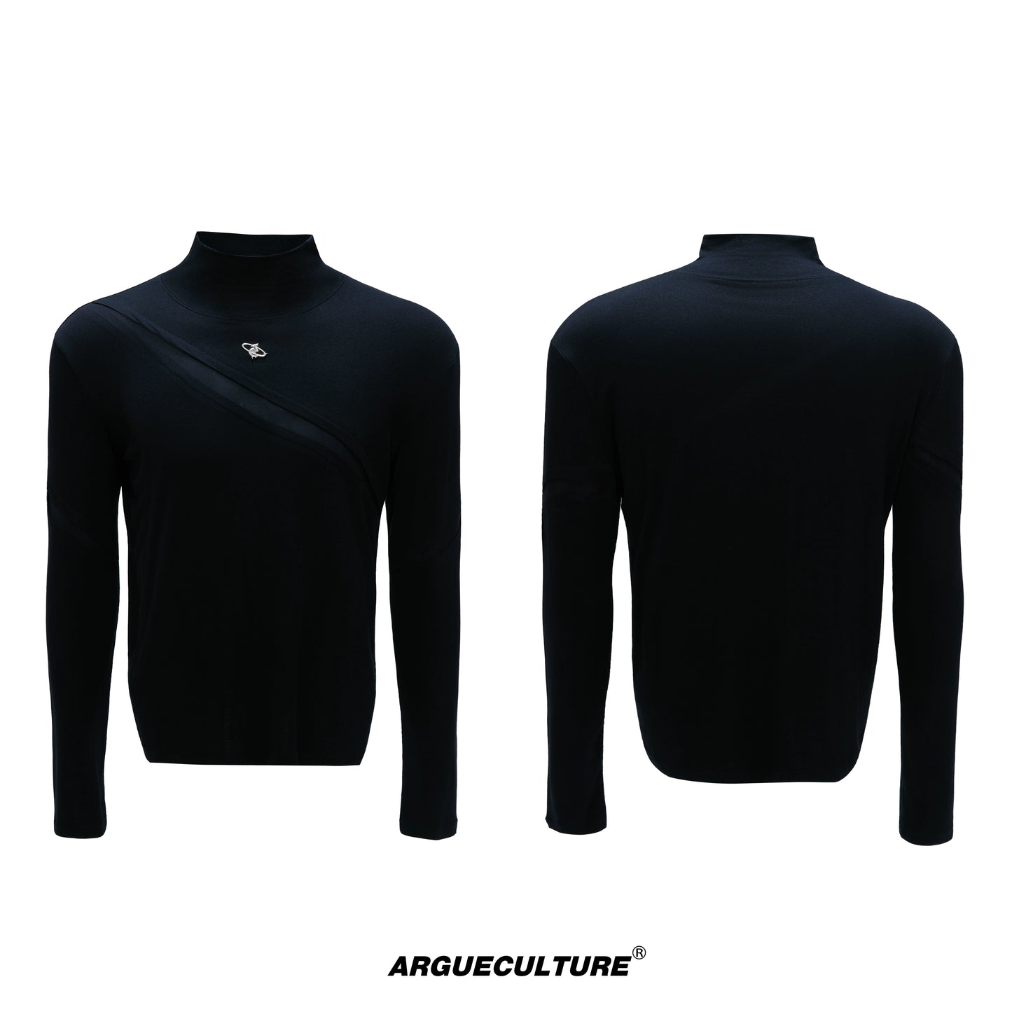 High-Neck Metal Logo Long Sleeve T-Shirt WN21739