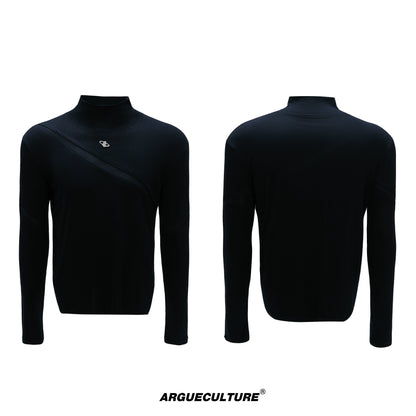 High-Neck Metal Logo Long Sleeve T-Shirt WN21739