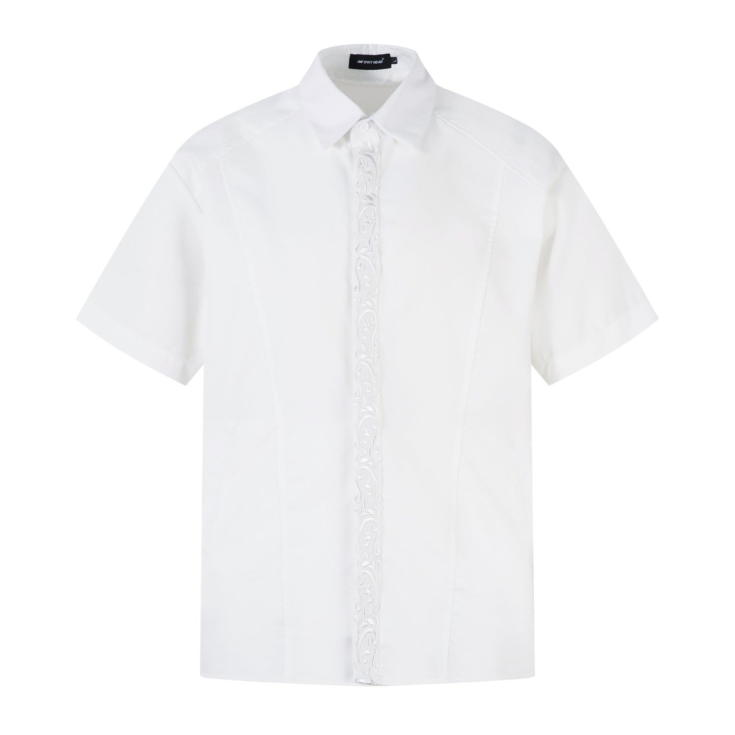 Everlasting Flower Embroidery Deconstructed Short Sleeve Shirt WN26848
