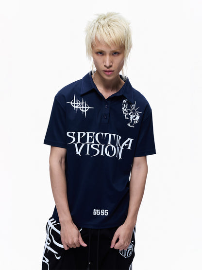 Polo Collar Letter Print Short Sleeve T-Shirt WN27285