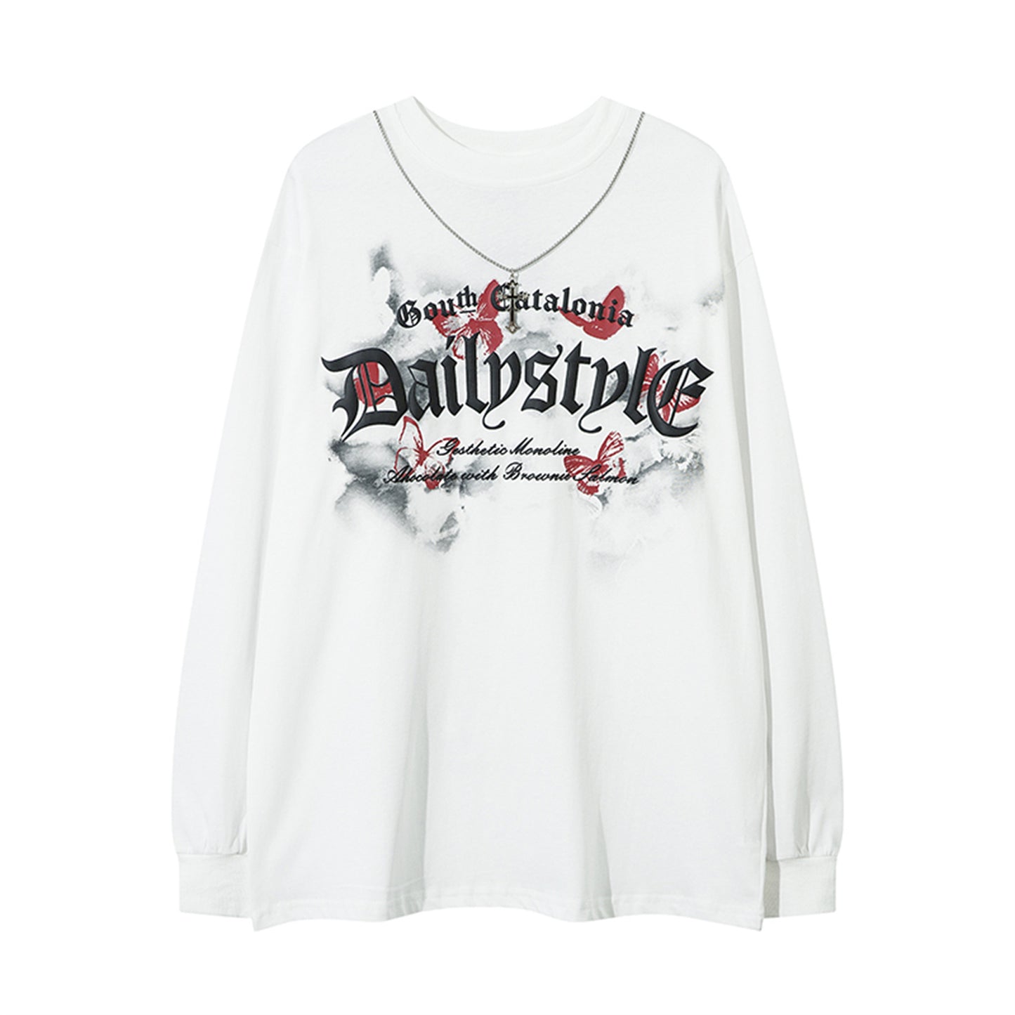 Butterfly Letter Print Long Sleeve T-Shirt Wn11468