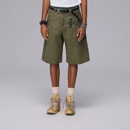 Zipper Design Washed Denim Half Jeans WN17804