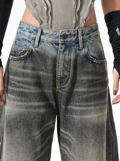 Paint Print Wide Leg Denim Jeans WN23101