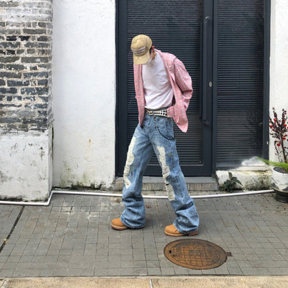 Rip Wide Leg Denim Jeans WN27132
