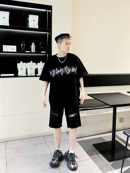 Rhinestone Thorn Oversize Short Sleeve T-Shirt WN20704