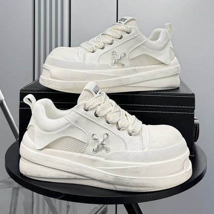 Platform Round Toe Mesh Lace-Up Sneakers WN24828