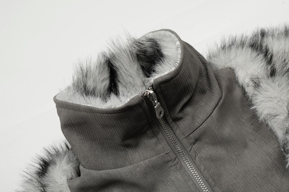Fake Fur Collar Cuff Detail Jacket WN27963