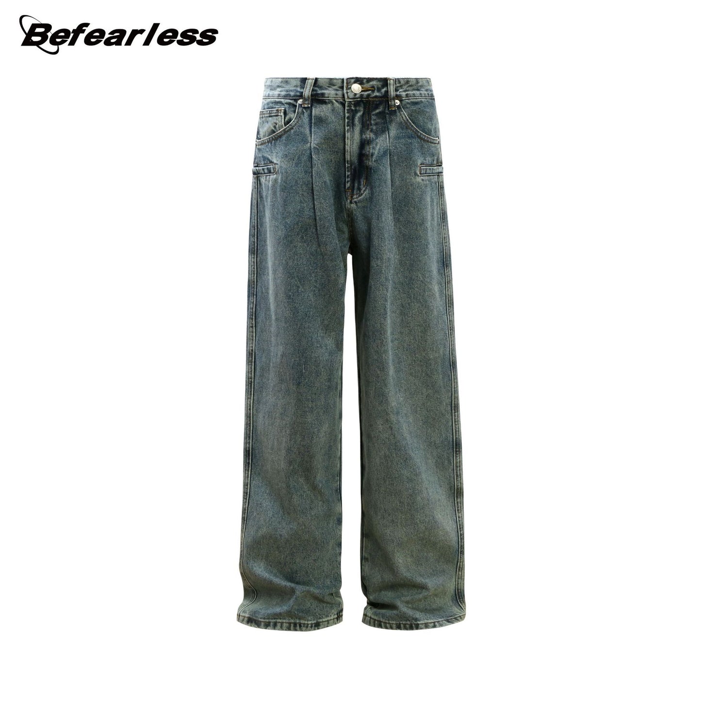 Washed Panel Wide Leg Denim Jeans WN26248