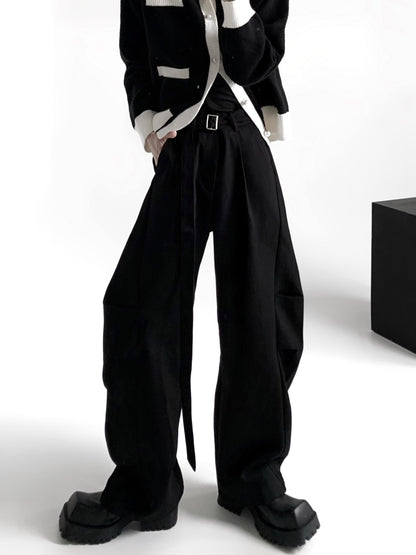 3D Pleats Draping Wide Leg Trousers WN15410
