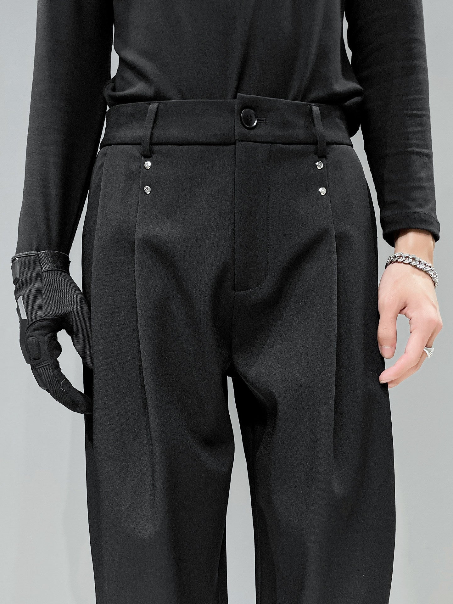Pleats Studs Straight Trousers WN23862 – WONDER NOAH