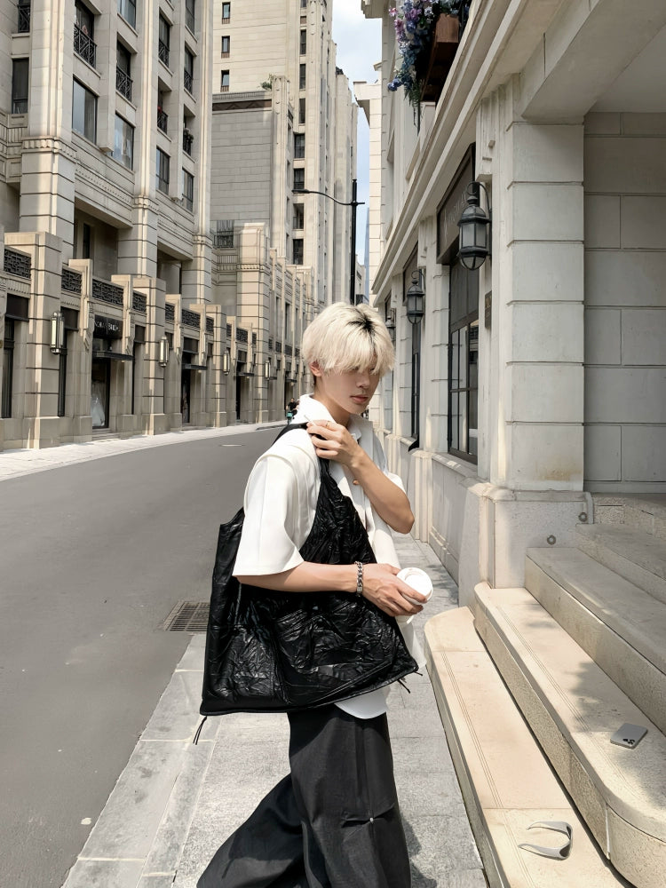 Double-Layer Stand-Collar Long & Short Sleeve Shirt WN19725