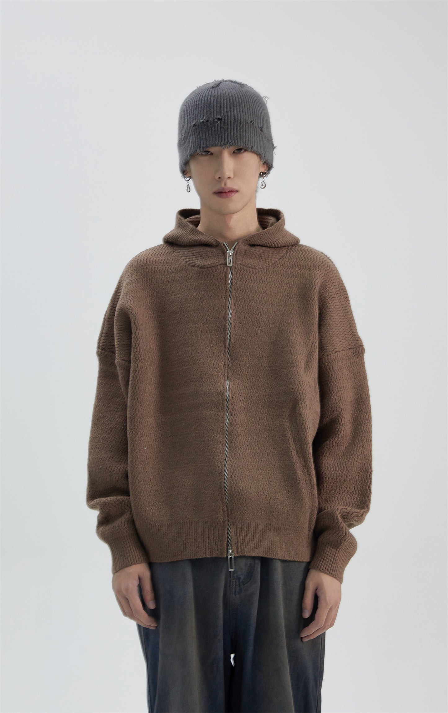 Oversize Zipper Knit Hoodie WN8794