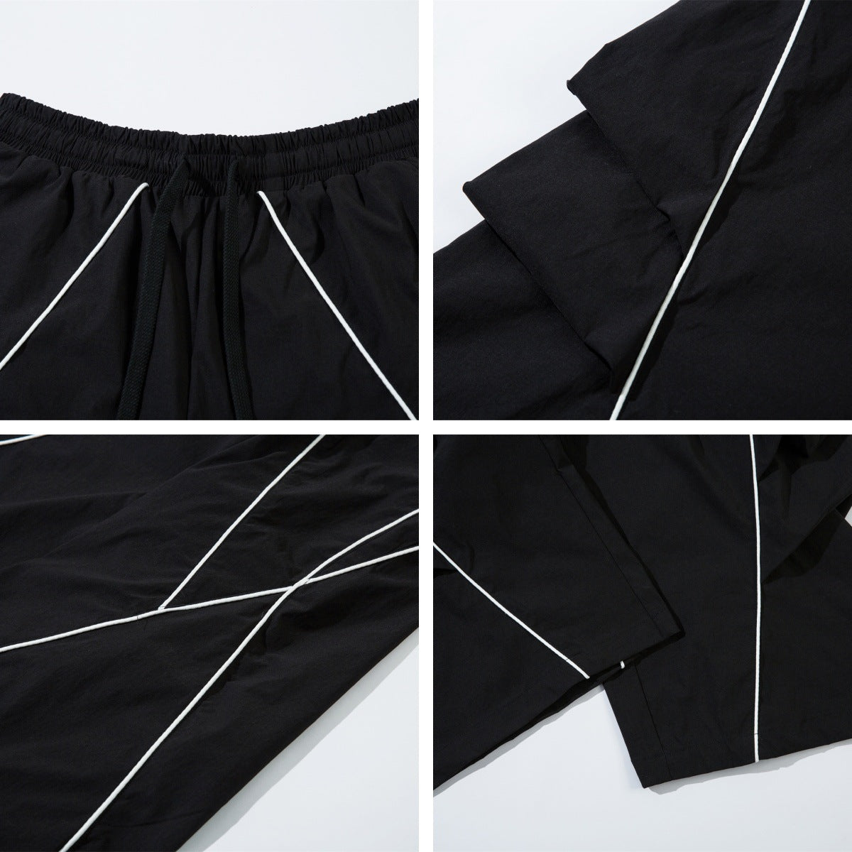 Wrinkled Reflective Drawstring Wide-Leg Pants WN15050