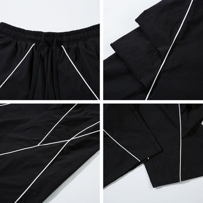 Wrinkled Reflective Drawstring Wide-Leg Pants WN15050