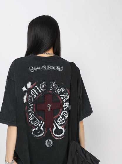 Damage Cross Graphic Design Short Sleeve T-Shirt WN24451