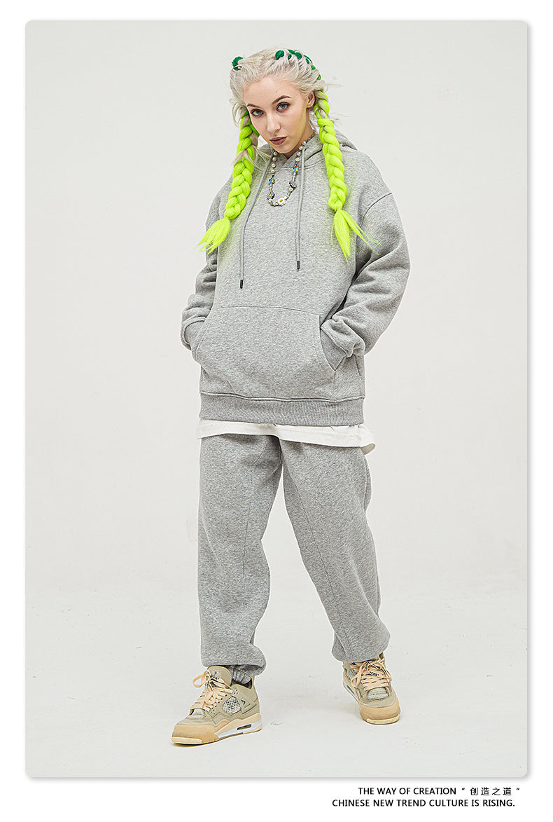 Fleece Lining Oversize Hoodie & Fleece Lining Sweatpants Setup WN9931-K2