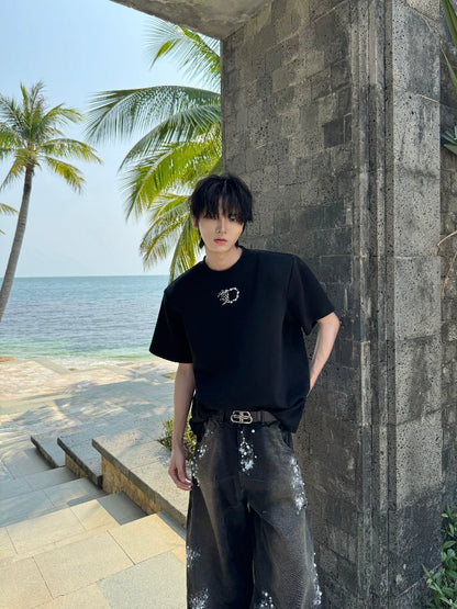 Pearl Embroidery Heavyweight Short Sleeve T-Shirt WN20742