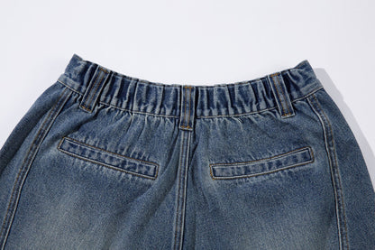 Washed Split-Design Denim Jeans WN13119