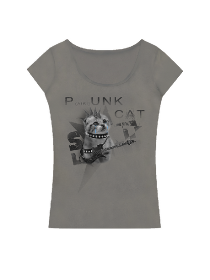 Cat Animal Print Short Sleeve T-Shirt WN20889