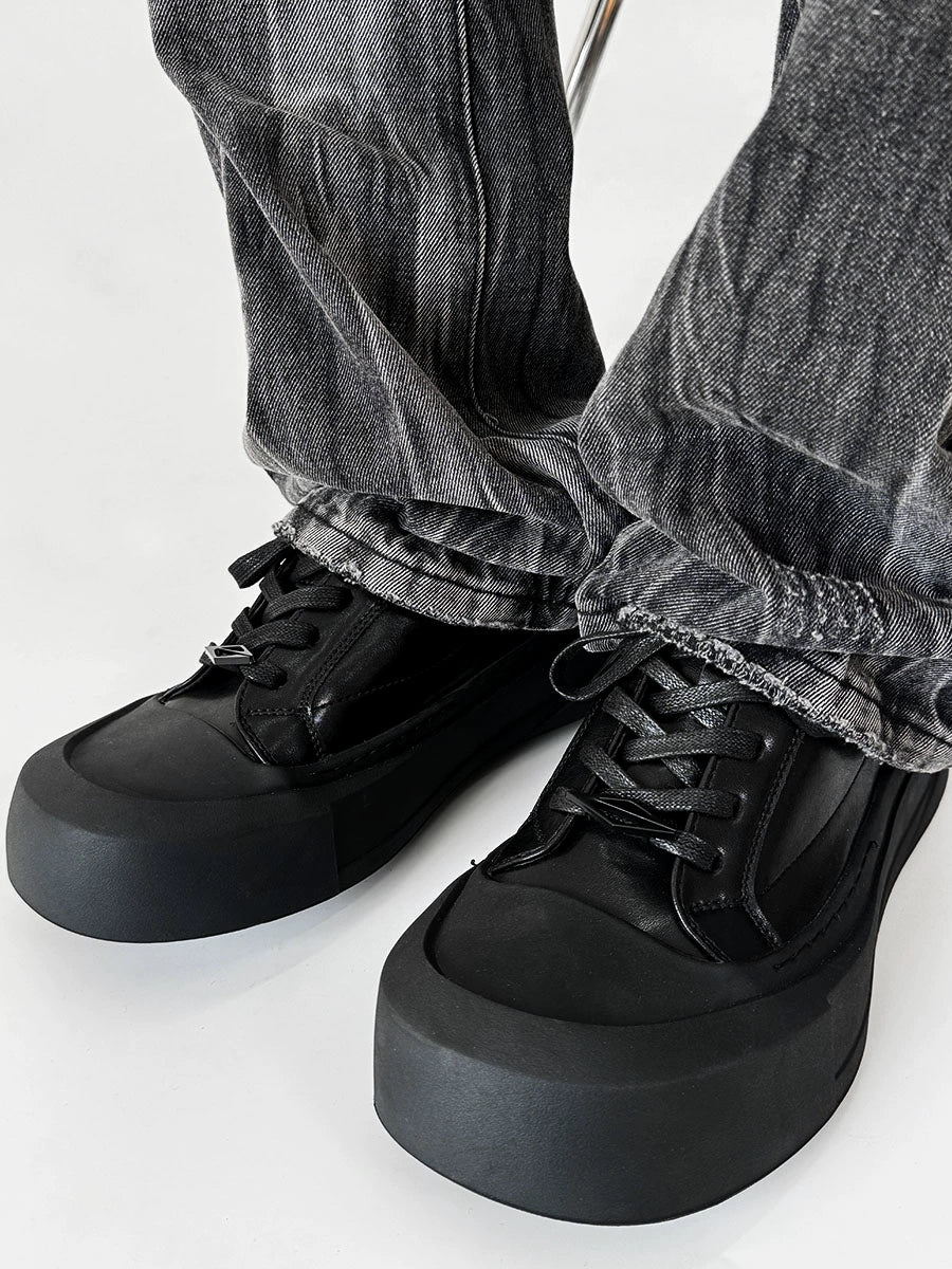 Canvas Round-Toe Derby-Inspired Flat Sneakers WN19121