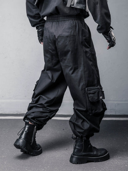 Large Pocket Wash Wide Leg Cargo Pants WN22353