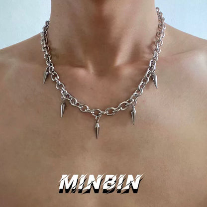 Studs Tassel Titanium Steel Necklace WN19236