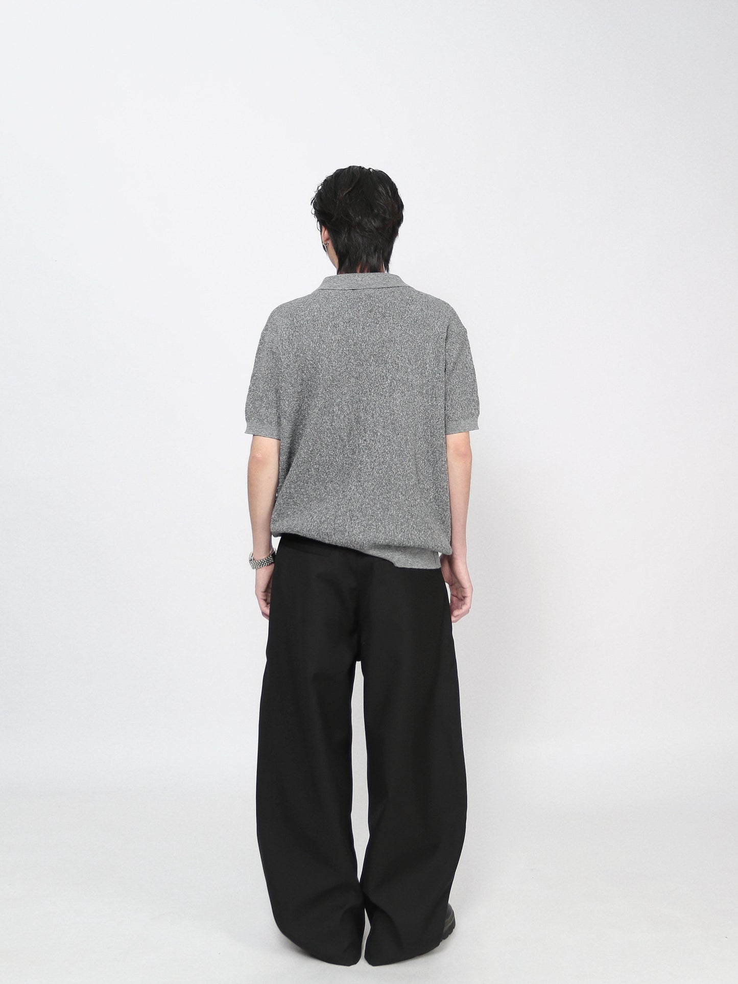 Melange Knit Polo Short Sleeve Shirt WN24488