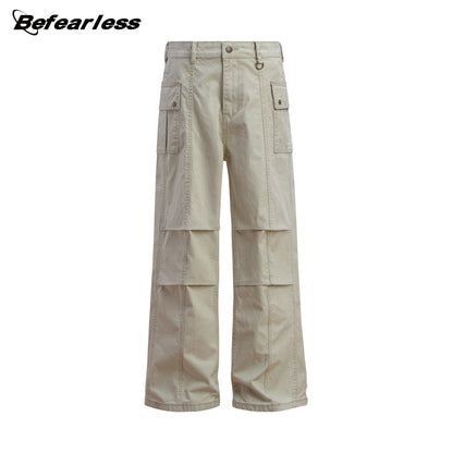 Washed Multi Pocket Panel Wide Leg Pants WN26213