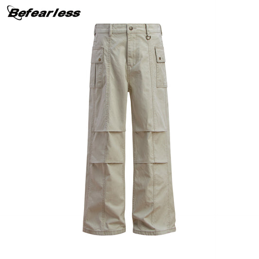 Washed Multi Pocket Panel Wide Leg Pants WN26213