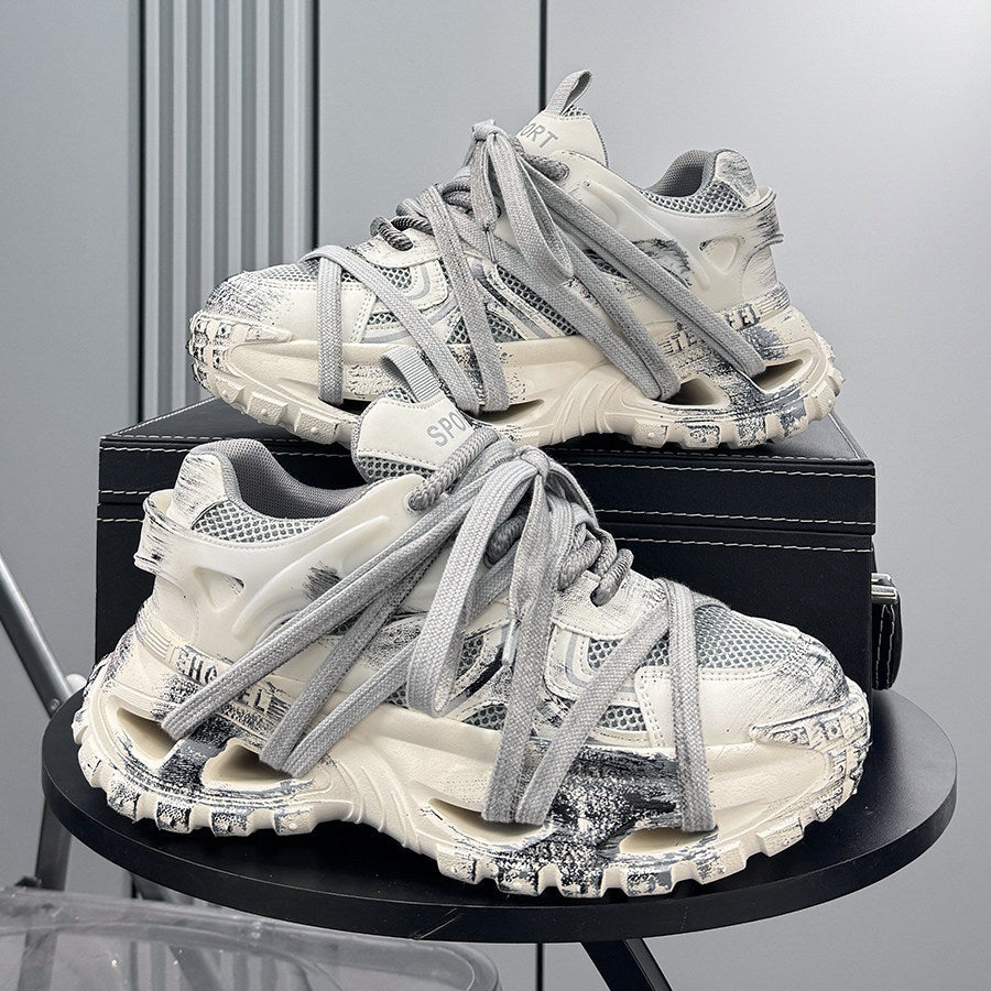 Paint Splash Rope Lace Chunky Sole Sneakers WN24627
