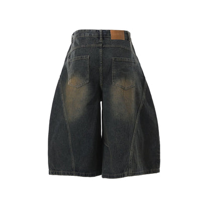 Washed Whisker Curved Cropped Denim Jeans WN25531