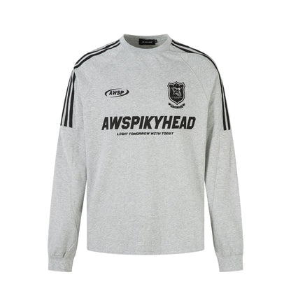 High-Neck Heavyweight Stripe Long Sleeve T-Shirt WN25629