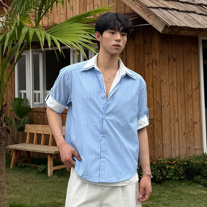 Layered Stripe Short Sleeve Shirt WN25027