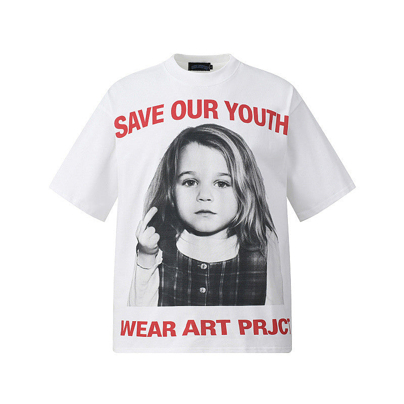 Portrait Print Oversize Short Sleeve T-Shirt WN24489