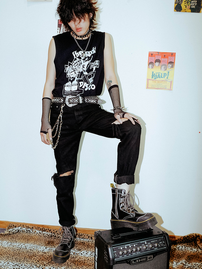 Graphic Print Sleeveless T-Shirt WN16066