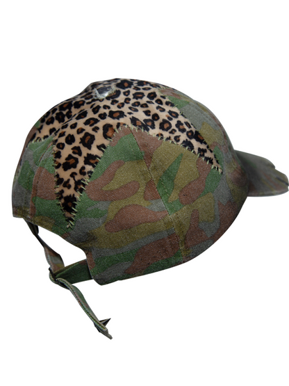 Irregular Brim Leopard Patchwork Damage Cap WN21092