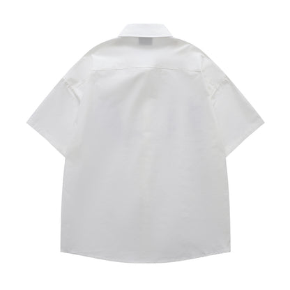 Floral Embroidery Oversize Short Sleeve Shirt WN18542