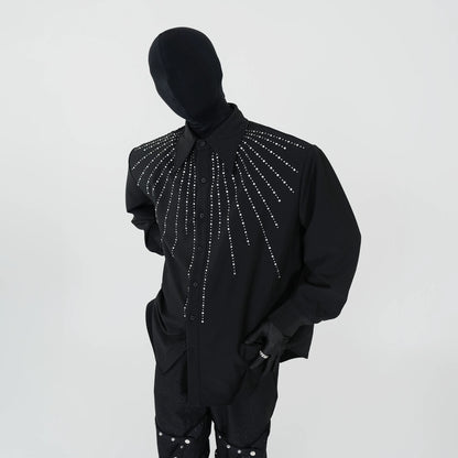 Rhinestone Oversize Long Sleeve Shirt WN17292