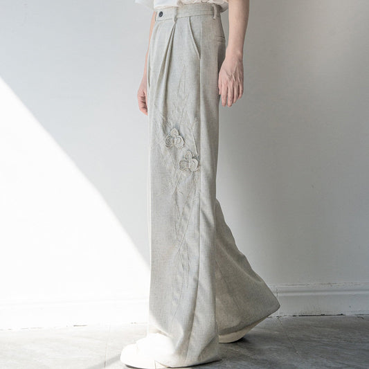 Flower Design Draped Wide Leg Trousers WN23847