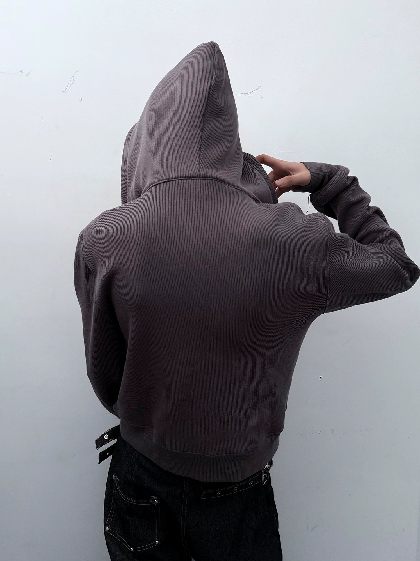 Studs Design Graphic Letter Zipper Hoodie WN20921